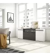 Buffet avec cheminée électrique | Blanc et noir | 200x35x75cm