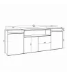 Buffet avec cheminée électrique | Blanc et noir | 200x35x75cm