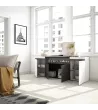 Buffet avec cheminée électrique | Blanc et noir | 200x35x75cm