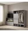 Aparador con chimenea, zapatero y vestidor | Gris Cemento
