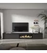 Meuble TV avec cheminée électrique | Noir | 318x35x45cm