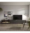 Meuble TV avec cheminée électrique | Noir | 318x35x45cm