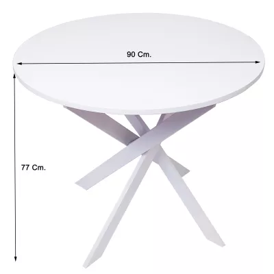 Table ronde fixe avec pied blanc | Blanc mat | 90x77cm