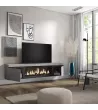 Meuble TV avec cheminée électrique | Gris Ciment | 208x35x45cm