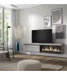 Meuble TV avec cheminée électrique | Gris Ciment | 208x35x45cm