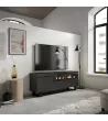 Meuble TV avec cheminée électrique style industriel | 150x35x57cm