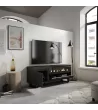 Meuble TV avec cheminée électrique style industriel | 150x35x57cm