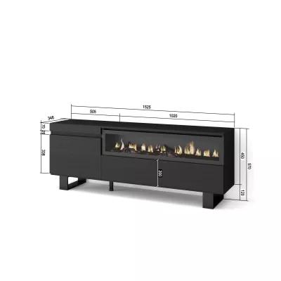 Meuble TV avec cheminée électrique style industriel | 150x35x57cm