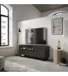 Meuble TV avec cheminée électrique style industriel | 150x35x57cm