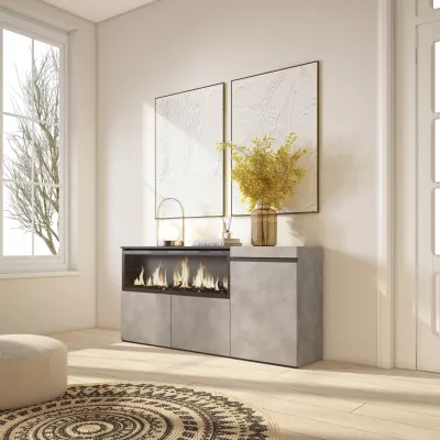 Aparador con chimenea eléctrica | Gris Cemento | 150x35x75cm