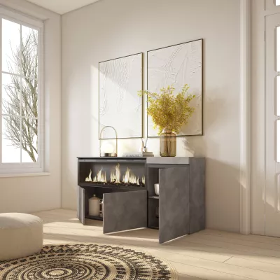 Aparador con chimenea eléctrica | Gris Cemento | 150x35x75cm