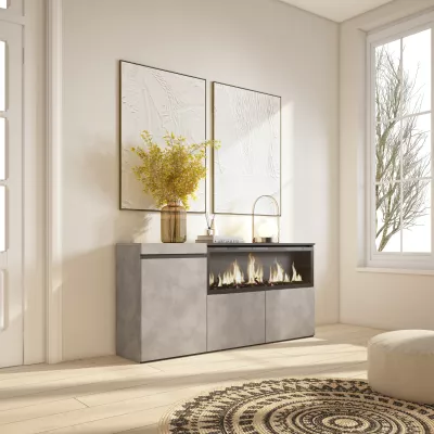 Aparador con chimenea eléctrica | Gris Cemento | 150x35x75cm