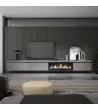 Meuble TV suspendu avec cheminée électrique | Gris | 368x35x45