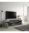 Meuble TV avec cheminée électrique | Gris Ciment | 200x35x45cm