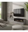 Meuble TV avec cheminée électrique | Gris Ciment | 200x35x45cm