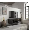 Mueble TV con chimenea eléctrica suspendido | Negro | 150x35x45cm