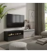 Meuble TV avec cheminée électrique | Gris Ciment | 200x35x45cm