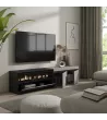 Meuble TV avec cheminée électrique | Gris Ciment | 200x35x45cm