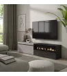 Meuble TV avec cheminée électrique | Gris Ciment | 200x35x45cm