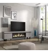 Meuble TV avec cheminée électrique industrielle | Gris Ciment