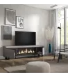 Meuble TV avec cheminée électrique industrielle | Gris Ciment