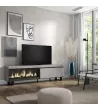 Meuble TV avec cheminée électrique industrielle | Gris Ciment