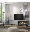 Meuble TV avec cheminée électrique industrielle | Gris Ciment