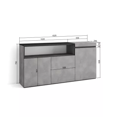 Aparador Diseño Industrial | Gris Cemento | 150x35x75cm