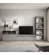 Mueble TV con chimenea eléctrica | Gris Cemento | 310x35x186