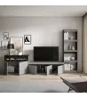 Mueble TV con chimenea eléctrica | Gris Cemento | 310x35x186