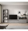 Mueble TV con chimenea eléctrica | Gris Cemento | 310x35x186