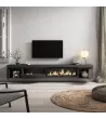 Meuble TV avec cheminée électrique | Noir | 288x35x45cm