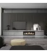 Meuble TV avec cheminée électrique | Gris Ciment | 368x35x45cm