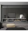 Meuble TV avec cheminée électrique | Gris Ciment | 368x35x45cm