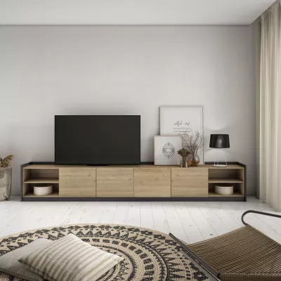 Mueble TV | Roble y negro | 310x37x50cm