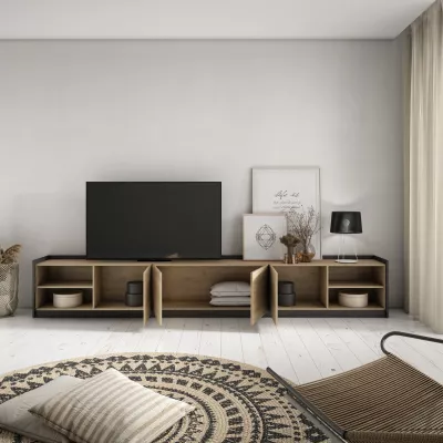 Mueble TV | Roble y negro | 310x37x50cm