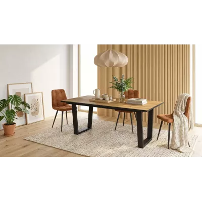 Table de salle à manger avec pieds en métal | Chêne | 194x90x74cm