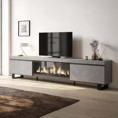 Meuble TV avec cheminée électrique style industriel