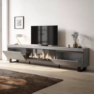 Meuble TV avec cheminée électrique style industriel