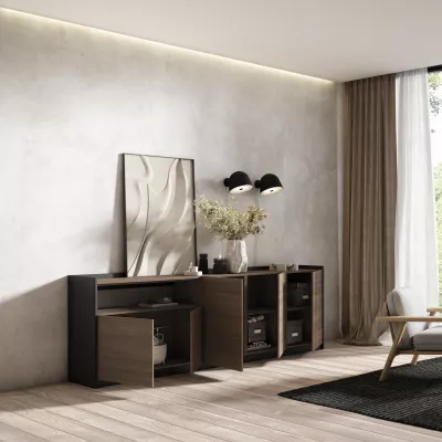 Buffet | Chêne foncé et noir | 260x80x37cm