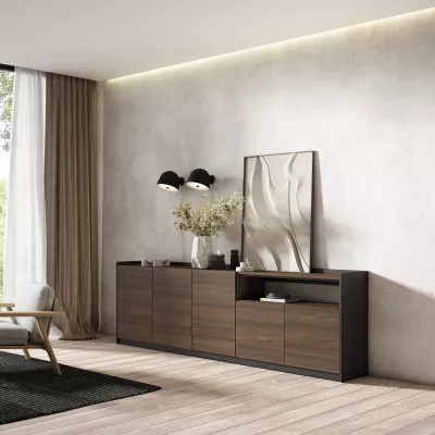 Buffet | Chêne foncé et noir | 260x80x37cm