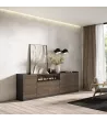 Aparador con chimenea eléctrica | Roble oscuro y Negro