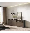 Aparador con chimenea eléctrica | Roble oscuro y Negro