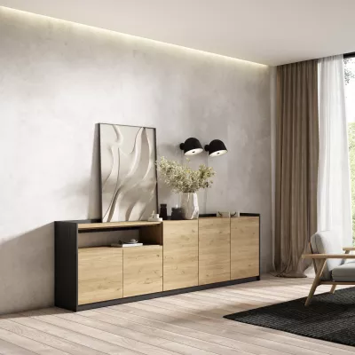 Aparador | Roble y negro | 260x80x37cm