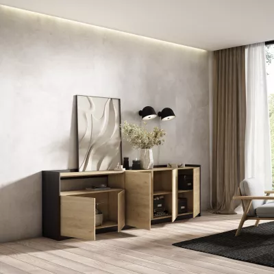 Buffet | Chêne et noir | 260x80x37cm