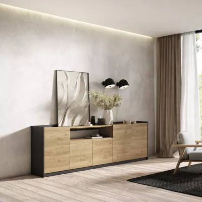 Aparador | Roble y negro | 260x80x37cm