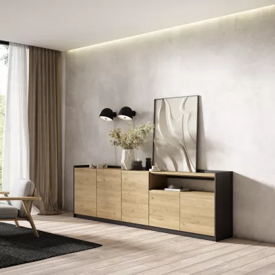 Aparador | Roble y negro | 260x80x37cm