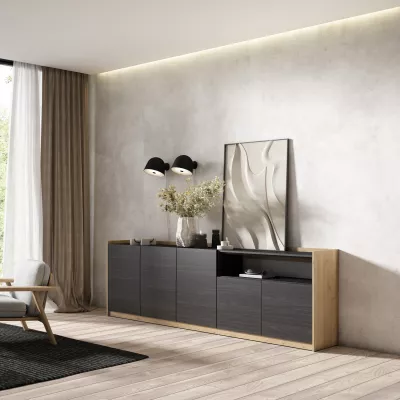 Buffet | Noir et Chêne | 260x80x37cm