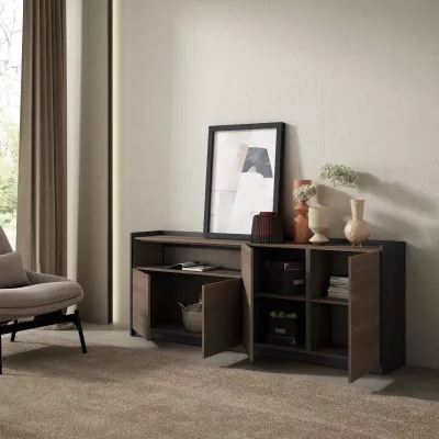 Aparador | roble oscuro y negro | 207x80x37cm