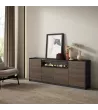 Aparador con chimenea eléctrica | roble oscuro y negro